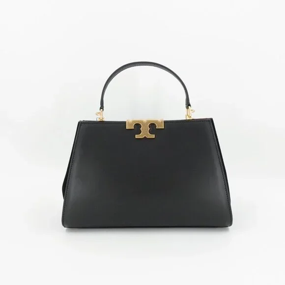 Tory Burch Women's Eleanor Leather Suede Satchel Handbag Black OS - Picture 3 of 12